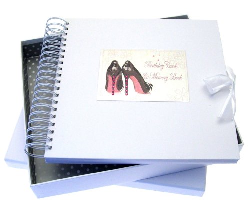 White Cotton Cards Birthday Card Memory Book, Black Shoe