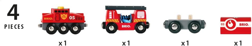 BRIO World Fire & Rescue Train for Kids Age 3 Years Up - Compatible with all BRIO Railway Sets & Accessories