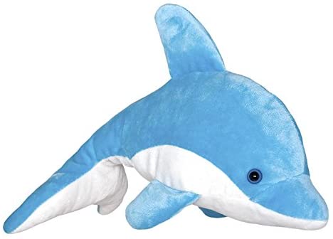 Wild Planet K7429 Dolphin with Sound Classic Plush Toy, 35 cm, Blue, Multi-Color