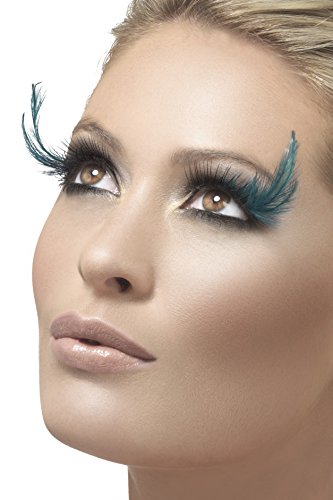 Smiffys Eyelashes with Feather Plume Contains Glue - Black and Blue