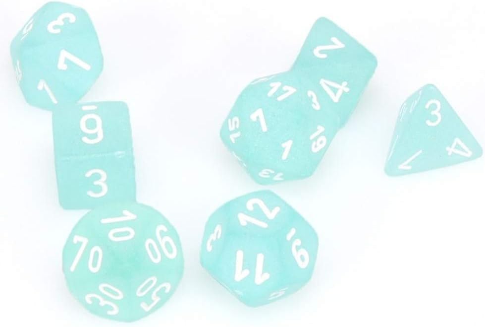Polyhedral Dice: Frosted Teal w/ White
