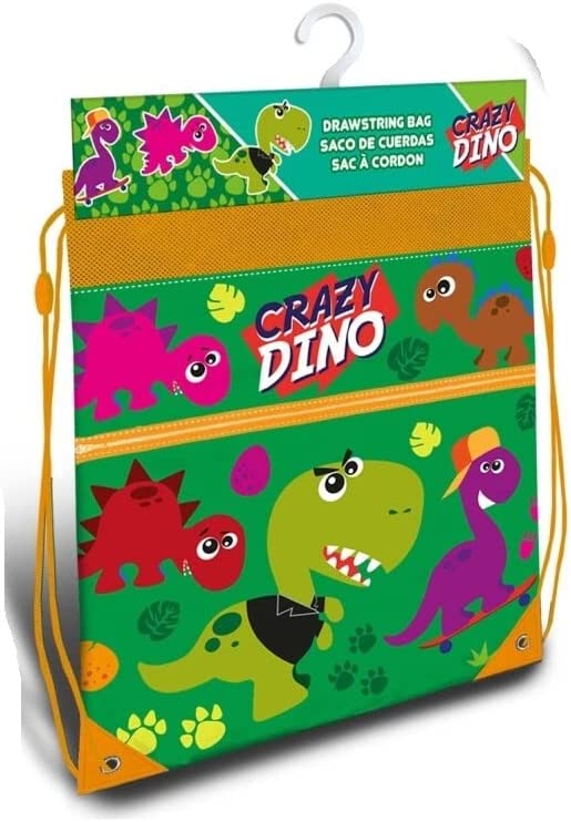 Crazy Dino Unisex Kid's Kd-kl10995 Gym Bag (40 x 30 cm), Dinosaurs, Coloured, Standard Size