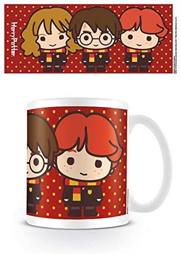 Harry Potter Ceramic Mug with Japanese Style Chibi Illustrations of Harry Ron and Hermione