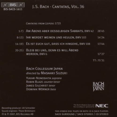 Bach: Cantatas, Vol 36 (BWV 6, 42, 103, 108) /Bach Collegium Japan Suzuki