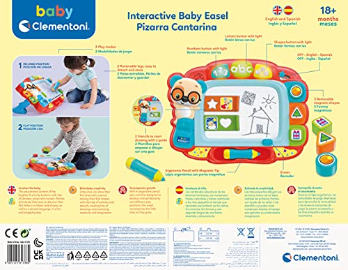 Clementoni 61338 Baby Interaktive magnetische Staffelei für Kleinkinder ab 18 Monaten