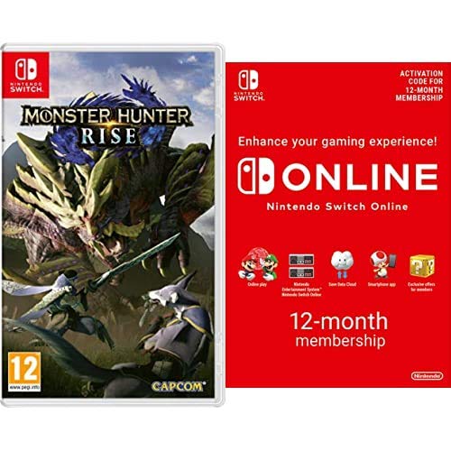 Monster Hunter Rise (Nintendo Switch) + Online Membership - 12 Months (Download
