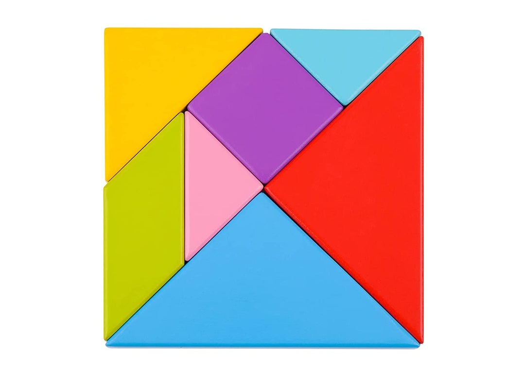 Tooky Toy TY879 Geometry Puzzle Tangram Wooden Colourful Children's Toy Learning