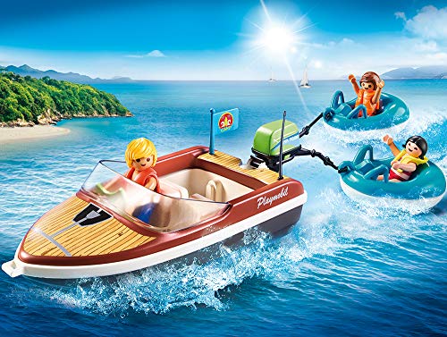 Playmobil 70091 Family Fun Campsite Floating Speedboat with Tube Riders