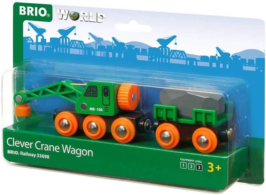 BRIO World Clever Crane Wagon für Kinder ab 3 Jahren – kompatibel mit allen BRIO-Zugsets und Zubehör