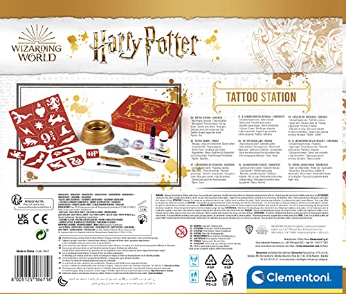 Clementoni 18671 Harry Potter lab, Waterproof Temporary, Tattoo Studio-Kids' Cra
