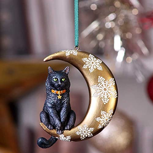 Nemesis Now Moon Cat Hanging Ornament (LP) 9cm, Gold