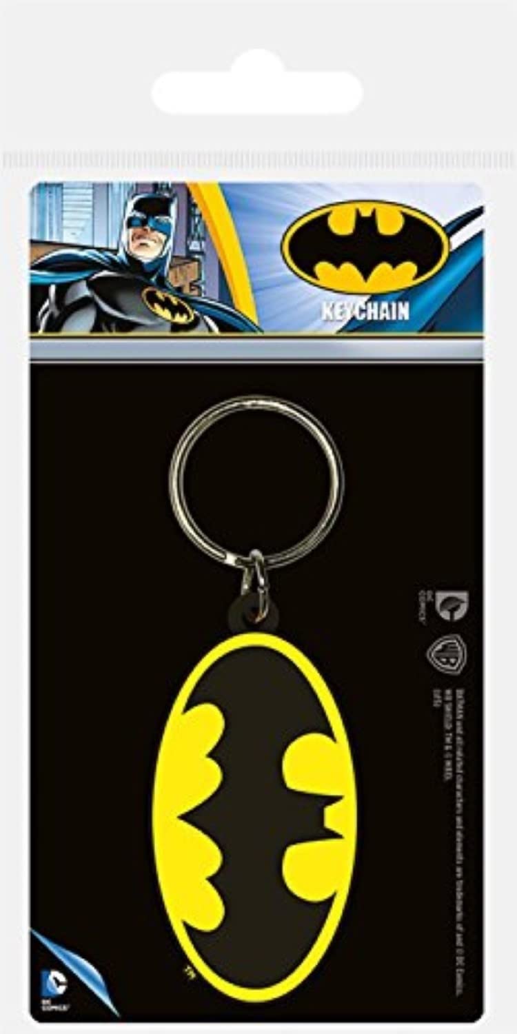 Pyramid International DC Comics-Batman Symbol Rubber Keychain, Metal, Black and Yellow, 4 x 6 x 1.3 cm