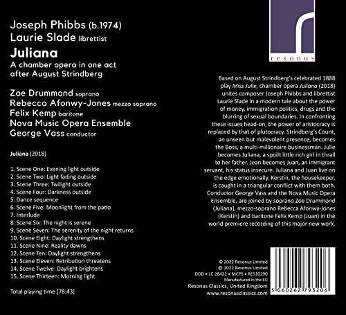 Zoe Drummond – Phibbs: Juliana [Zoe Drummond; Rebecca Afonwy-Jones; Felix Kemp; Nova Music Opera Ensemble; George Vass; George Vass] [Resonus Classics: RES10290] [Audio CD]