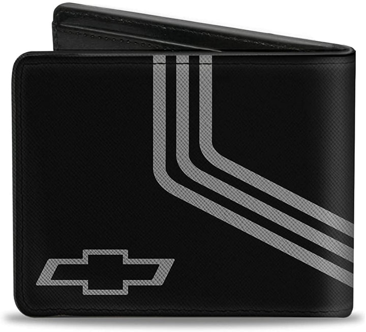 Buckle Down Men's Wallet Chevrolet Bowtie 3-Stripe Black/Charcoal Bi-Fold, Multi