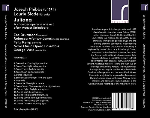 Zoe Drummond – Phibbs: Juliana [Zoe Drummond; Rebecca Afonwy-Jones; Felix Kemp; Nova Music Opera Ensemble; George Vass; George Vass] [Resonus Classics: RES10290] [Audio CD]