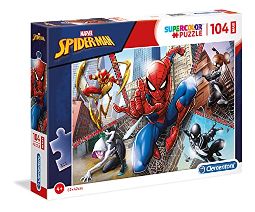 Clementoni - 23734 - Supercolor Puzzle for Children-Spider Man-104 Pieces Maxi