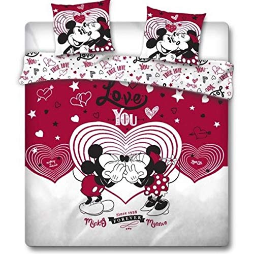 AYMAX S.P.R.L. Mickey & Minnie Love You Bed Linen Set 240 x 220 cm Duvet Cover w