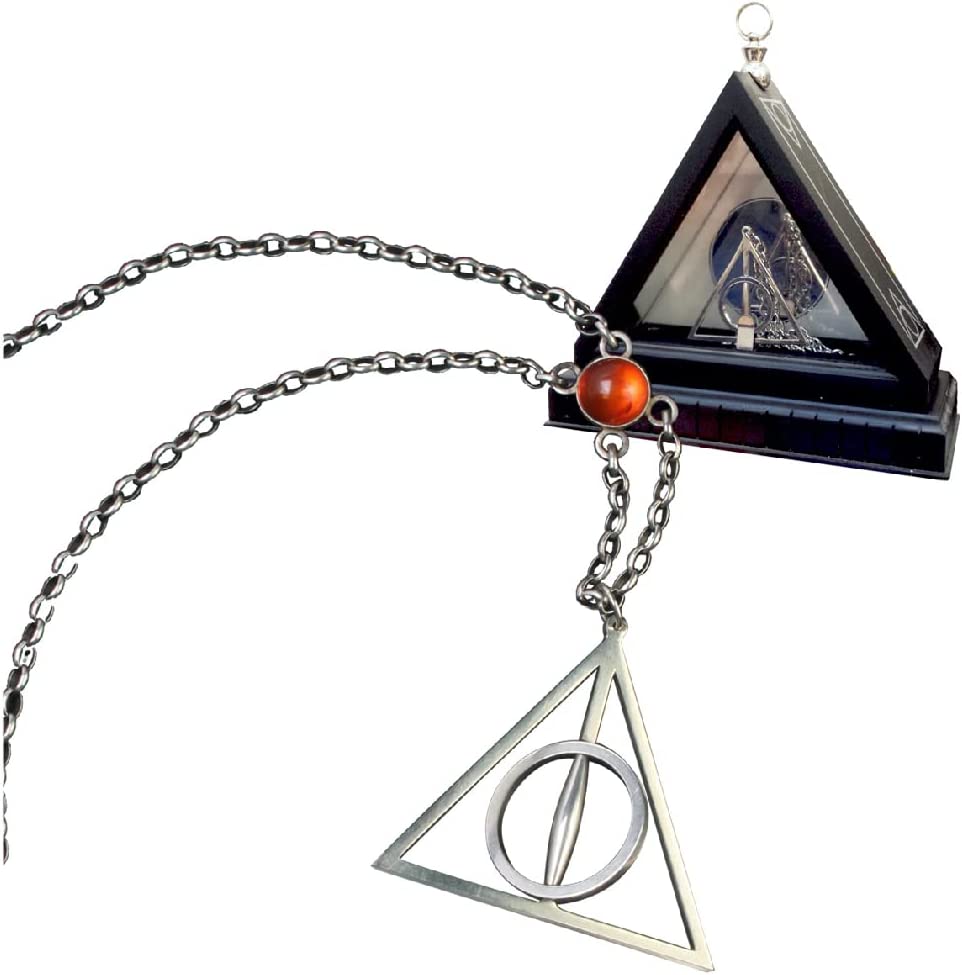 The Noble Collection Harry Potter Xenophilius Lovegoods Heiligtümer des Todes Halskette – 20 Zoll (51 cm) Silberkette mit Sammlerdisplay – Offiziell lizenziertes Harry-Potter-Filmset als Schmuckgeschenk