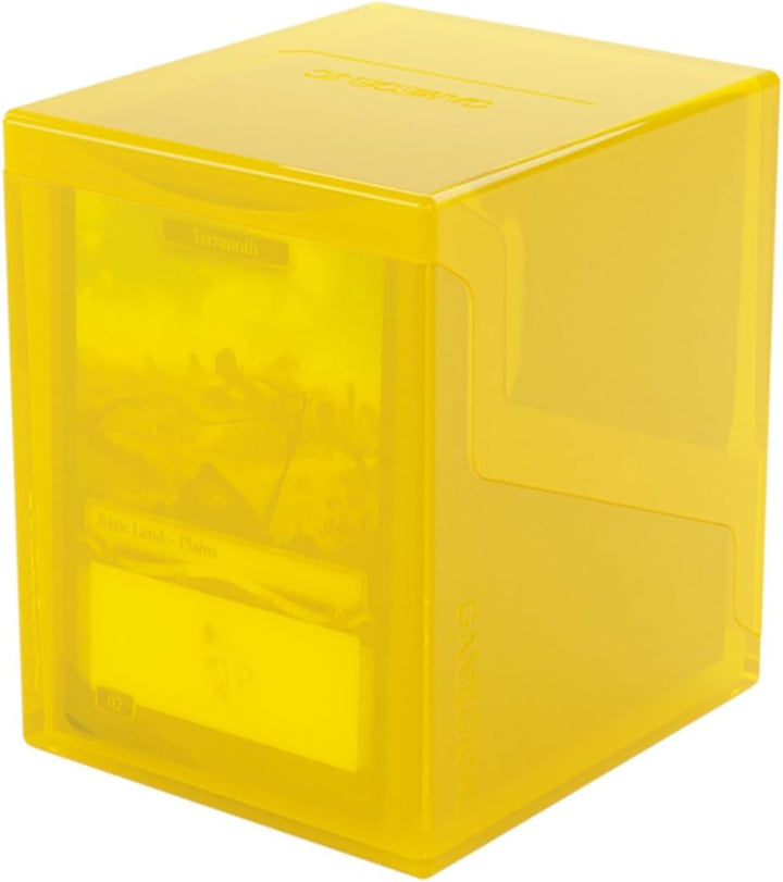 Bastion 100+ XL Deck Box - Compact, Secure, and Perfectly Organized for Your Trading Cards! Safely Protects 100+ Double-Sleeved Cards, Yellow Color