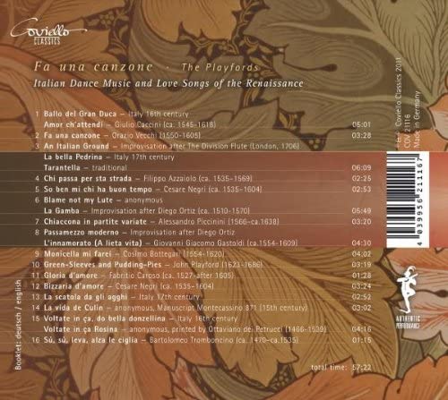 Giulio Caccini - Fa Una Canzone: Italian Dance Music of the Renaissance [Audio CD]