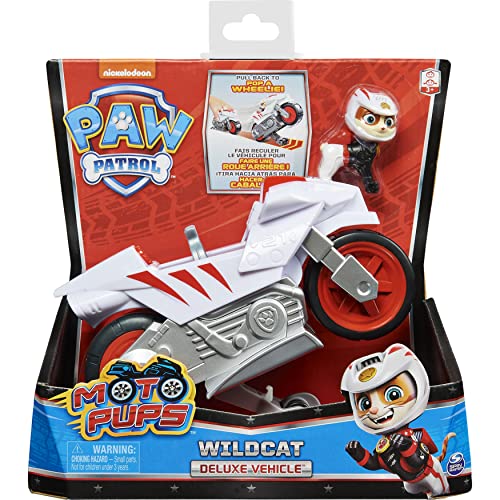 PAW Patrol Moto Pups Wildcat’s Deluxe Pull Back Motorcycle Vehicle with Wheelie Feature