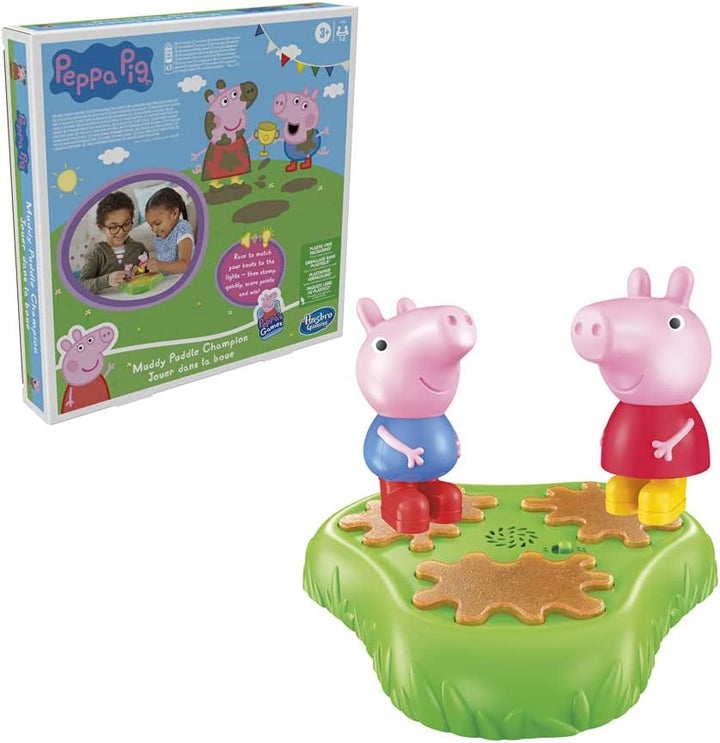 Peppa Pig Muddy Puddle Champion Brettspiel für Kinder ab 3 Jahren, Vorschulspiel für 1–2 Spieler, mehrfarbig