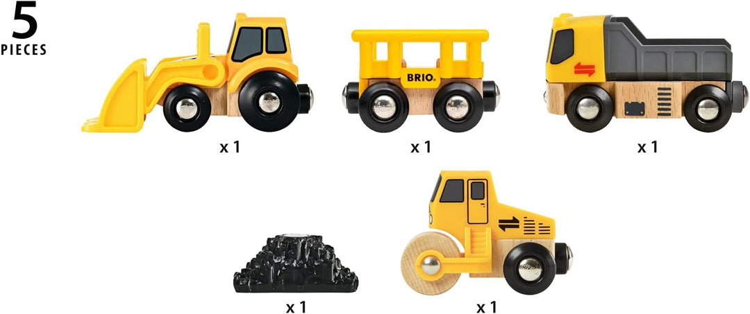 BRIO World Construction Vehicles Zugset für Kinder ab 3 Jahren – kompatibel