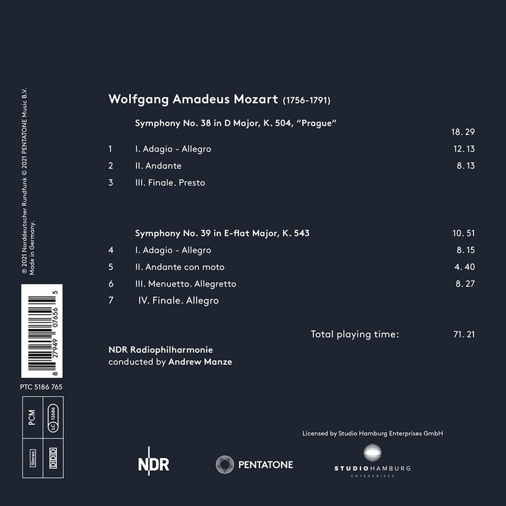 Andrew Manze  - Mozart Symphonies Nos 38 & 39 [Audio CD]
