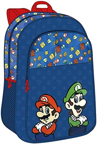 SUPERMARIO Double compartment backpack adaptable to trolley 40 cm Mario Y Luigi