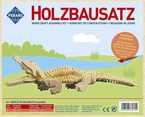 Siva Toys Siva Toys860/3 Woodconstruction Crocodile, Multicoloured