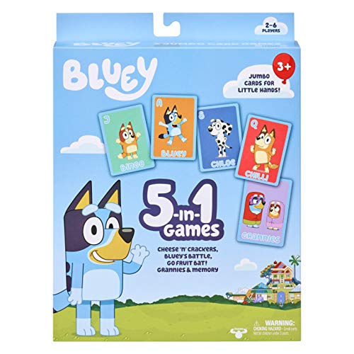 Bluey 5-in-1 Card Games Set: 53 Jumbo Playing Cards with Playful Bluey Versions