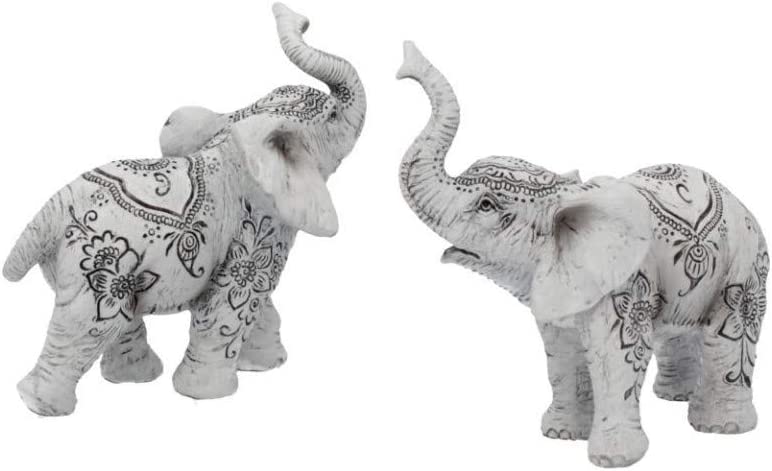 Nemesis Now Henna Harmony Set of 2 9.5cm Elephant Figurines, White