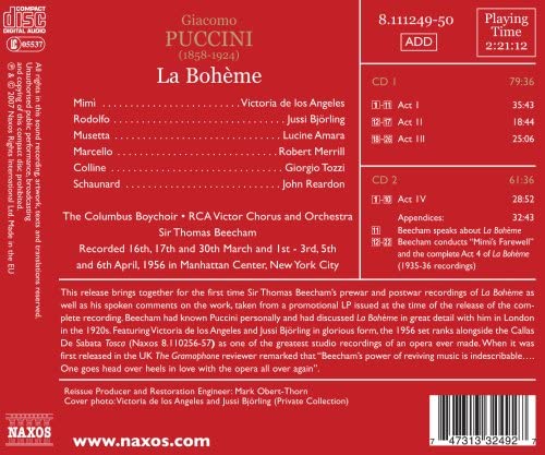 La Boheme (Beecham, RCA Victor Chorus) [Audio CD]