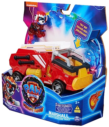 Paw Patrol: The Mighty Movie, Fire Truck Toy with Marshall Mighty Pups Action Figure