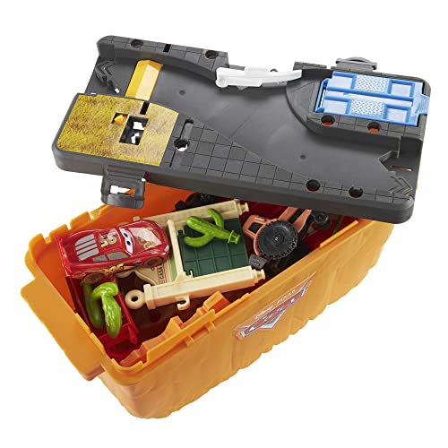 Disney und Pixar Cars Race &amp; Go Spielset mit Aufbewahrungswanne und 1 Auto