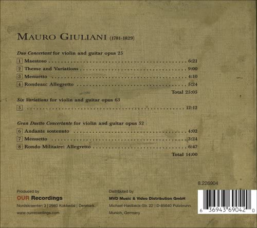 Mauro Giuliani - Giuliani - Works for Violin and Guitar [Audio CD]