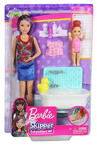 Barbie FXH05 Babysitters Inc Playset with Bathtub, Babysitting Skipper Small Tod