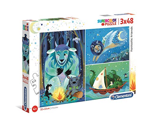 Clementoni - 25245 - Supercolor Puzzle - Fantastic Friends - 3 x 48 pieces - Mad