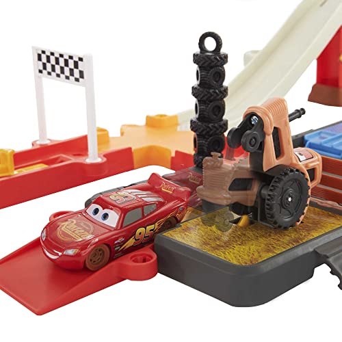 Disney und Pixar Cars Race &amp; Go Spielset mit Aufbewahrungswanne und 1 Auto