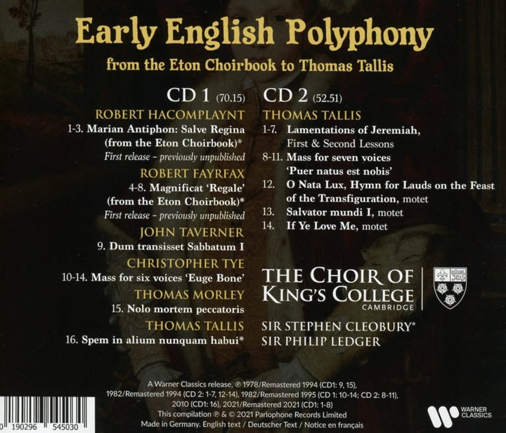 Choir of King's College, Cambridge - Early English Polyphony - From the Eton Choirbook to Thomas Tallis [Audio CD]