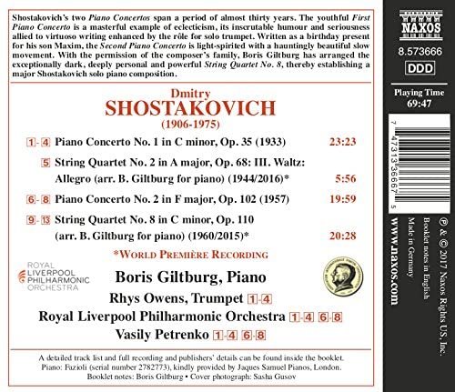 Shostakovich: Piano Concertos Nos. 1 And 2/String Quartet No. 8 - BorisGiltburg [Audio CD]