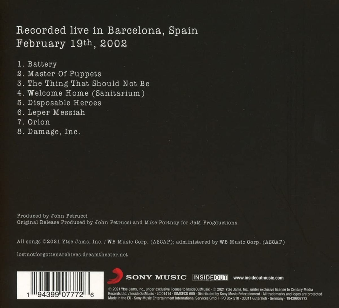 Dream Theater - Lost Not Forgotten Archives: Master of Puppets - Live in Barcelona, 2002 [Audio CD]