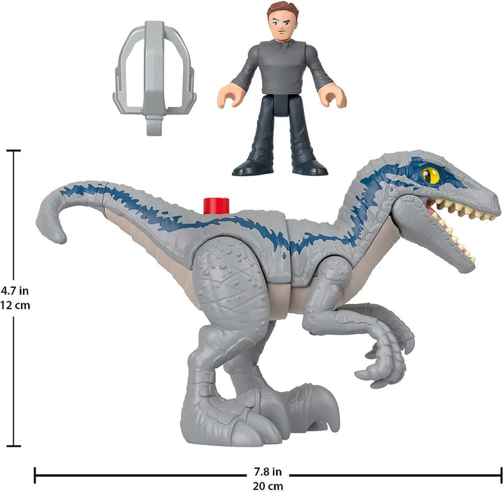 Imaginext Jurassic World Dominion Dinosaurier-Spielzeugset mit Blue und Owen Grady für