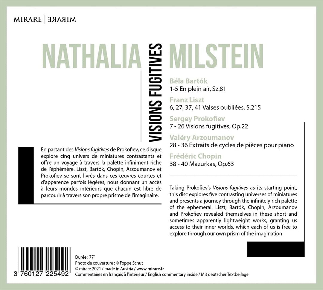 Milstein, Nathalia  - Nathalia Milstein: Visions Fugitives [Audio CD]