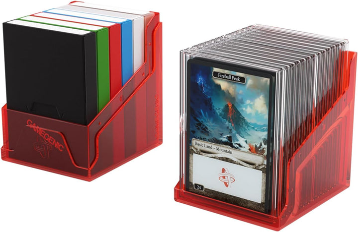 Bastion 100+ XL Deck Box - Compact, Secure, and Perfectly Organized for Your Trading Cards! Safely Protects 100+ Double-Sleeved Cards, Red Color