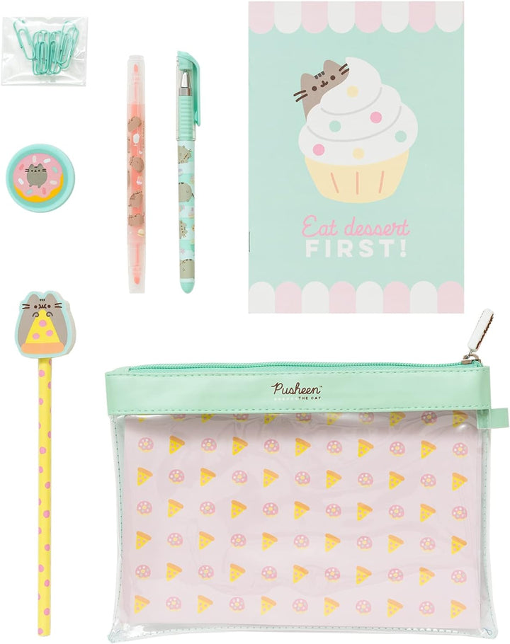 Official Pusheen Foodie Super Stationery Set - Pens and Pencil with Eraser Toppe