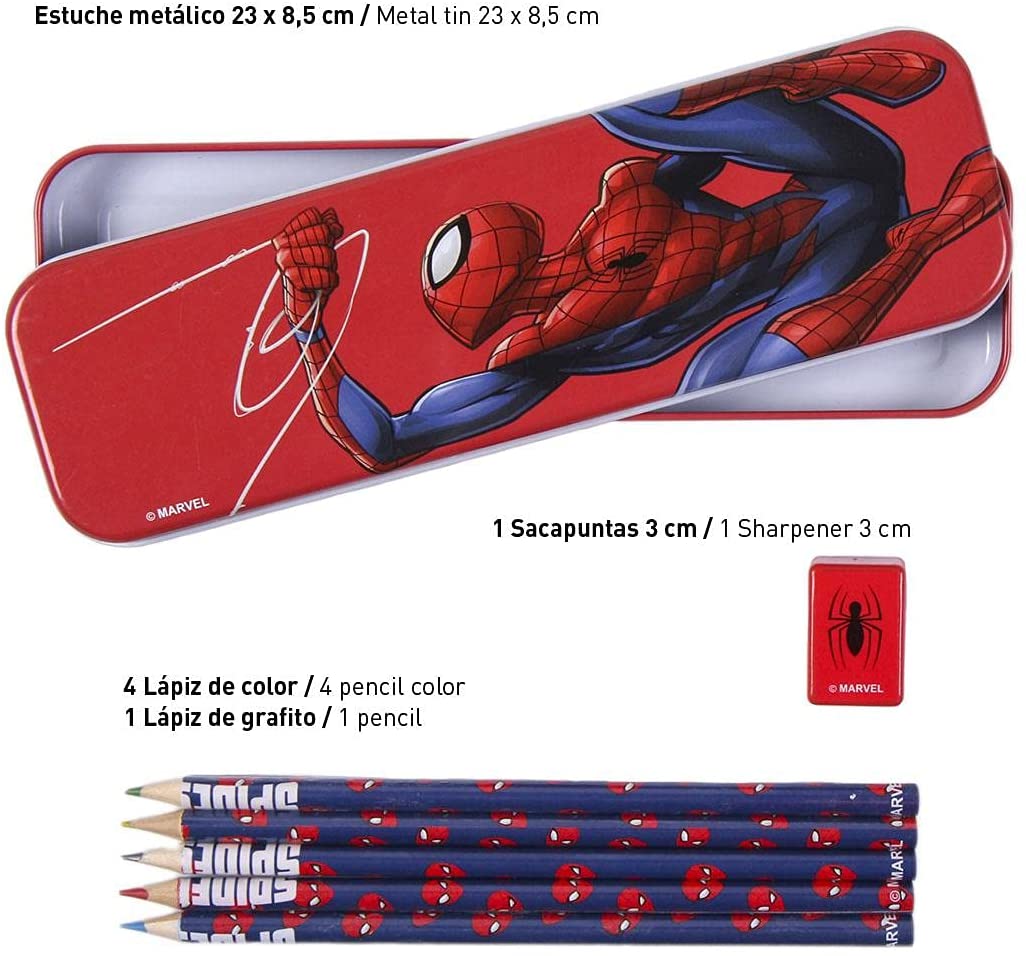 Cerdá Student Set Complete with Metal Case and Spiderman Material Officially Licensed Marvel Merchandise