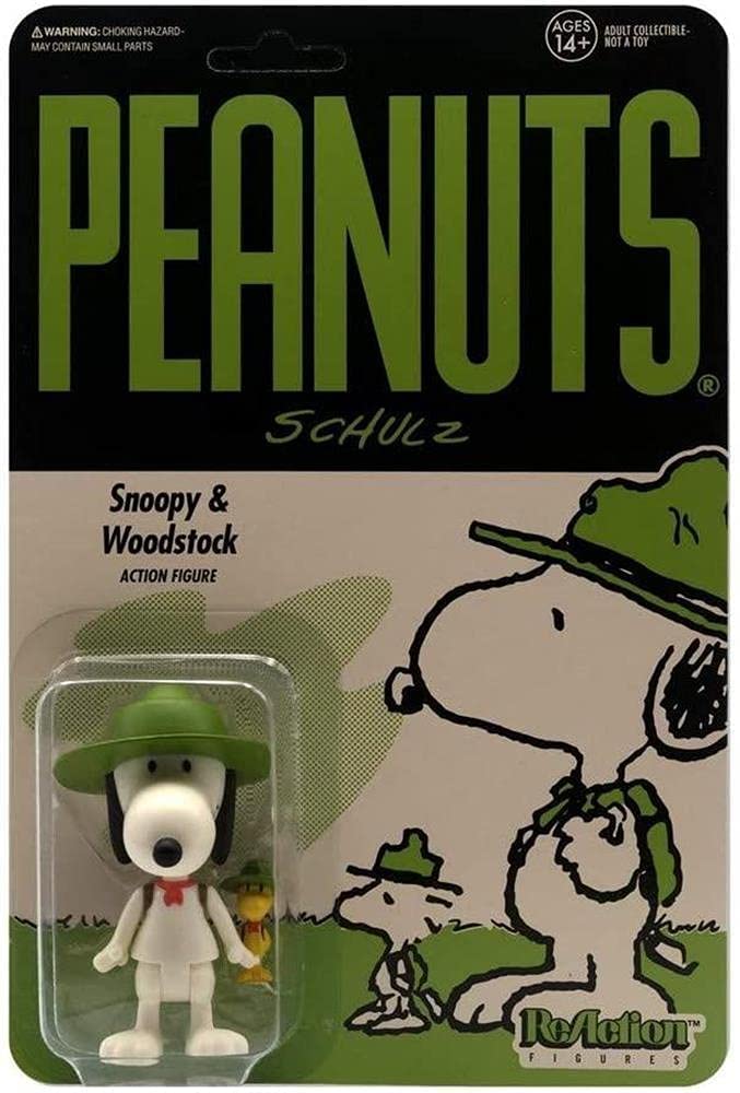 SUPER7 ReAction Peanuts® figurine, Snoopy and Woodstock with hat