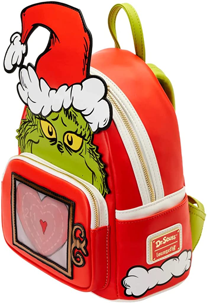 Loungefly Dr Seuss How the Grinch Stole Christmas Lenticular Heart Double Strap Mini Backpack