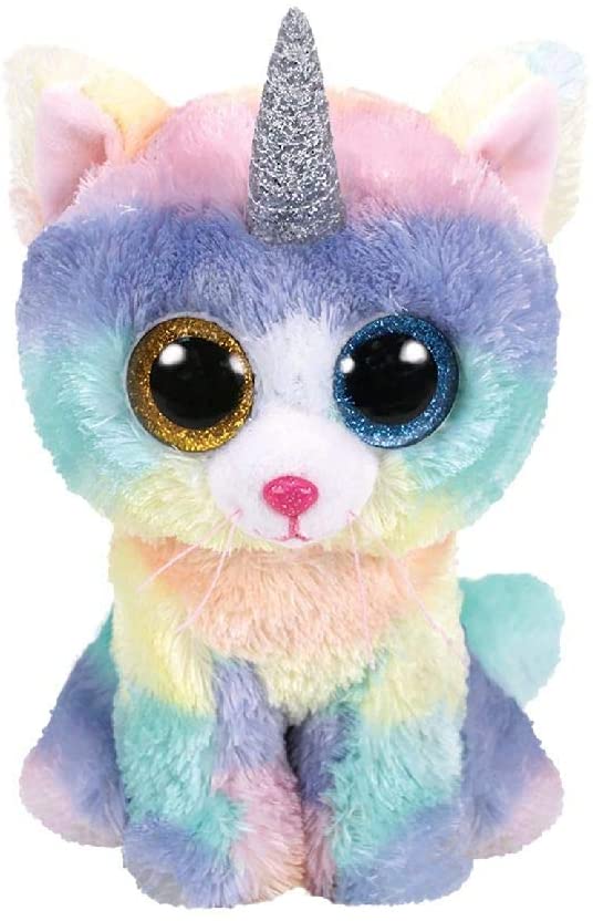 TTy Beanie Baby Soft Toy Multicoloured, ty36250 Heather the Unicorn Cat 15cm & B